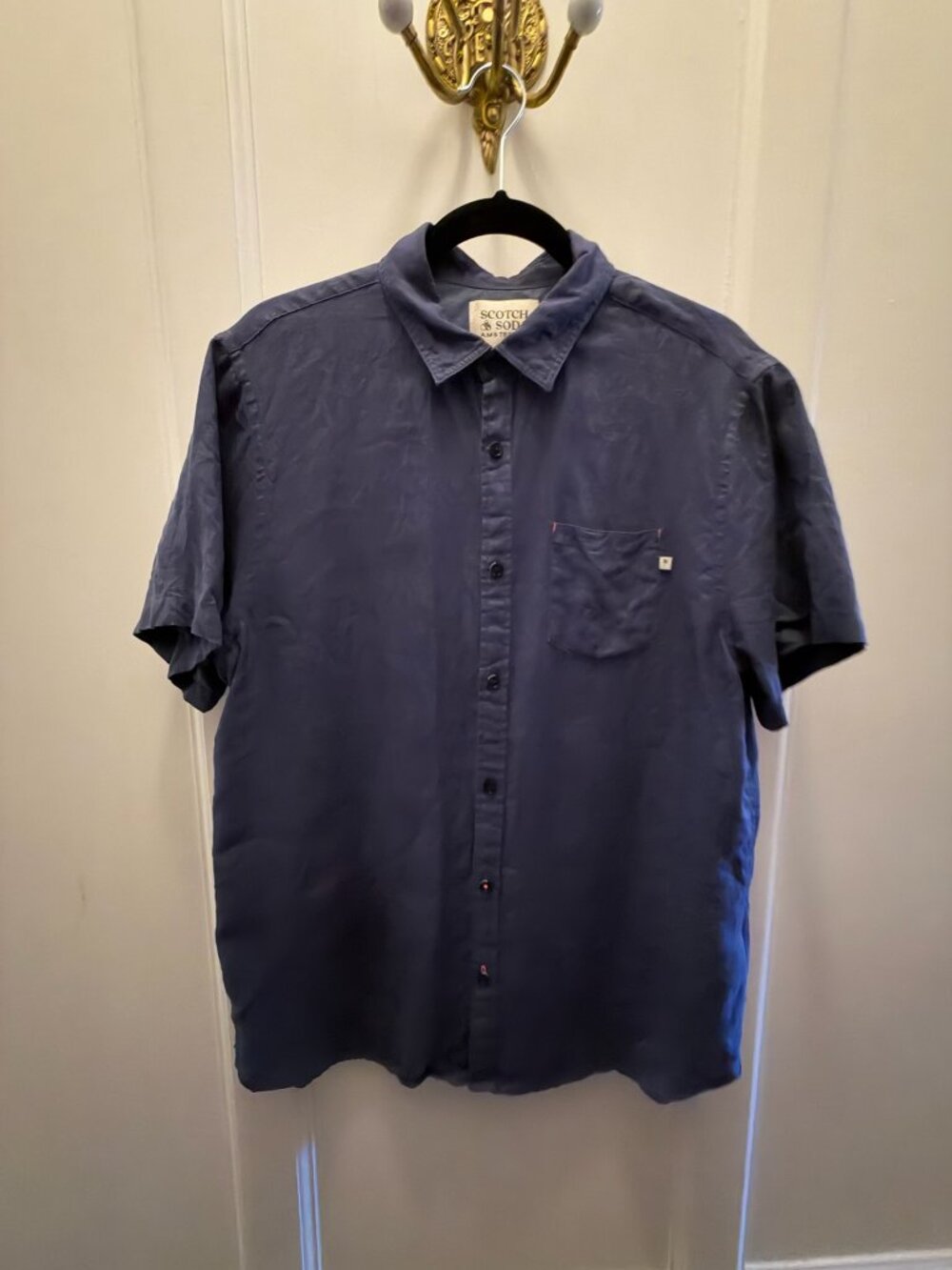 Scotch & Soda Men's Linen Short Sleeve Button-Up Shirt - size M